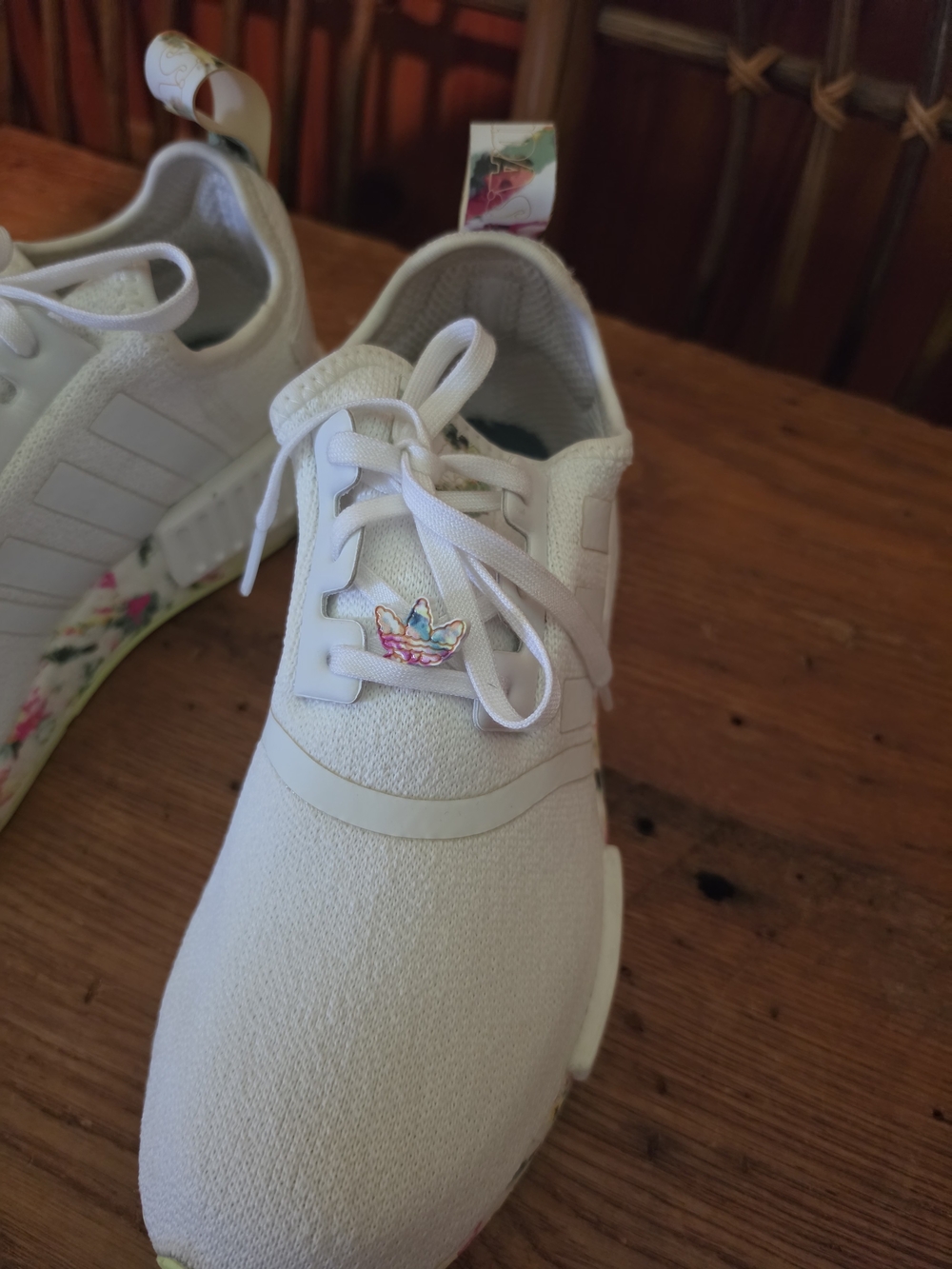 Adidas Womens White Floral NMD R1 Sport Shoes - Picture 12 of 16